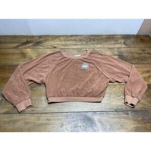 Beach Riot Sand Dunes Organic Terry Cloth Cropped Sweater Size Small